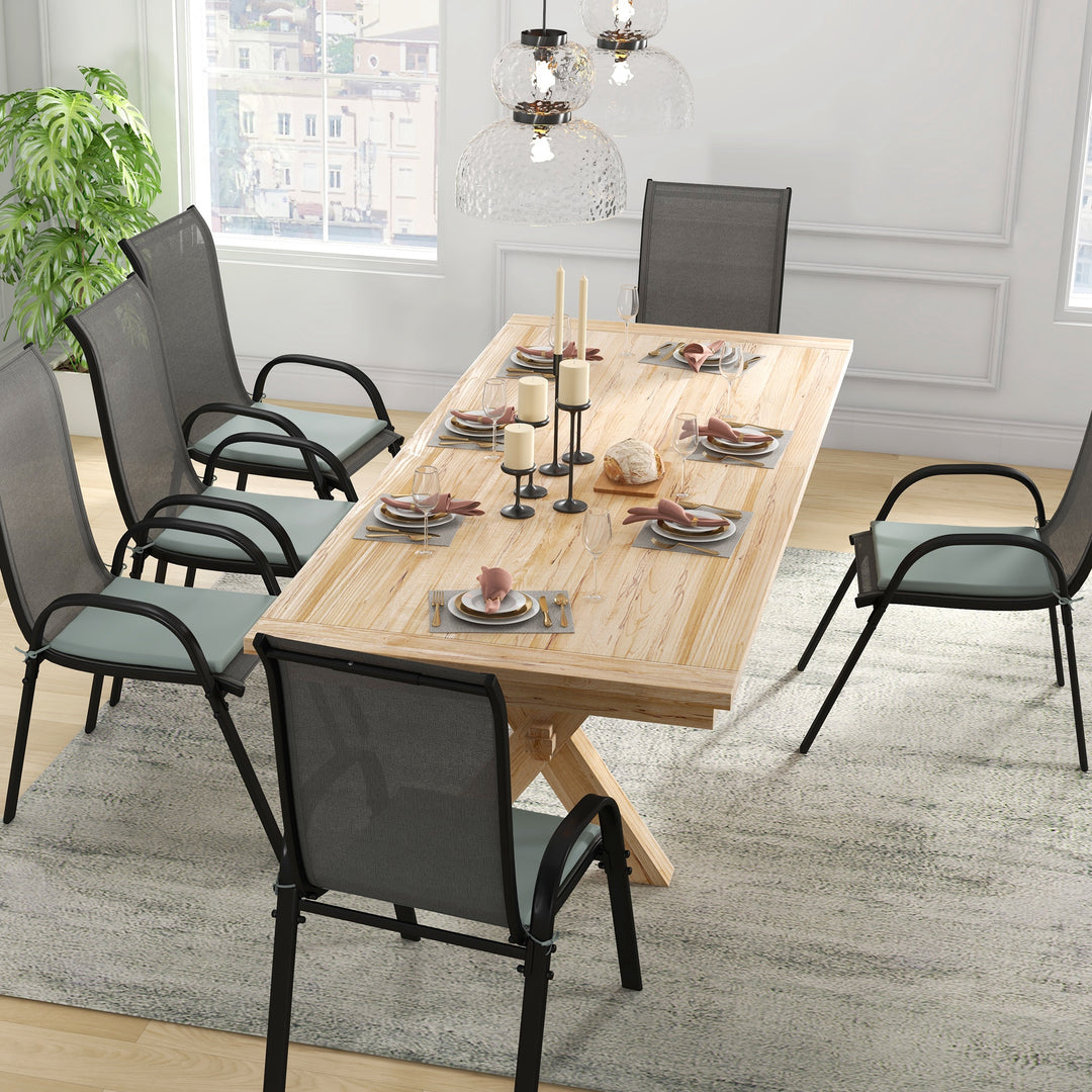 Outsunny 6-Piece Seat Cushion Pillows Replacement, Patio Chair Cushions Set with Ties for Indoor Outdoor, Charcoal Grey