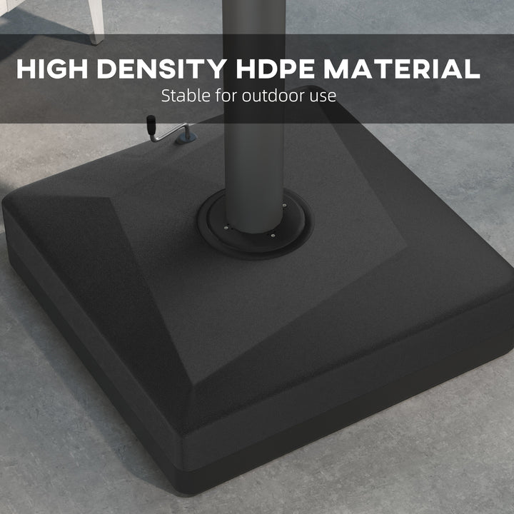 Outsunny Cantilever Umbrella Base with Liftable Wheel, Heavy Duty Fillable Umbrella Stand with Adjustable Foot Pads
