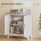 HOMCOM Sideboard Buffet, Kitchen Storage Cabinet with Barn Door and Adjustable Shelves, Storage Pantry, White Wood Grain