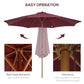 Outsunny 10' x 8' Bamboo Wooden Round Market Patio Sun Umbrella Garden Parasol Outdoor Sunshade Canopy, White
