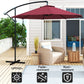Outsunny 9.5' Cantilever Umbrella with Wind Protection Strap and Cover, Hanging Umbrella with Crank and Cross Base, UPF 50+, Grey