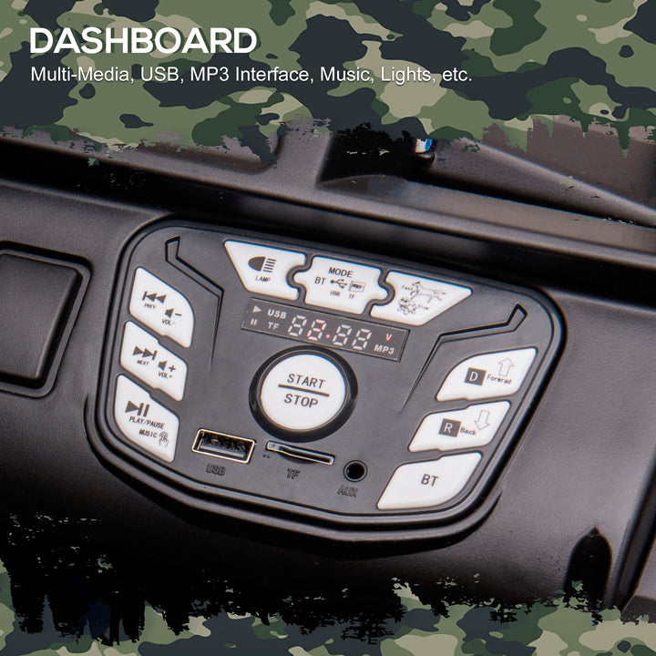 Aosom 12V Battery-powered Kids Jeep Ride On Police Car with Parental Remote Camouflage