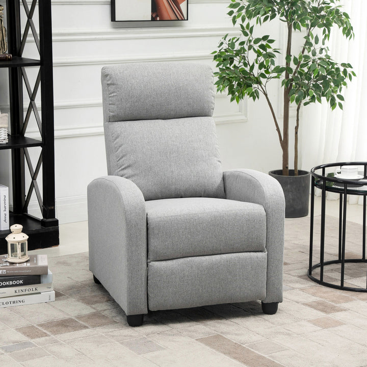 HOMCOM Fabric Recliner Chair Manual Home Theater Seating Single Reclining Sofa Chair with Padded Seat for Living Room, Dark Grey