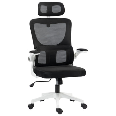 Vinsetto High Back Office Chair, Mesh Computer Desk Chair with Rotatable Headrest, Lumbar Back Support, Adjustable Height, Black