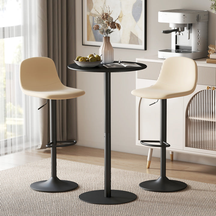 HOMCOM Round Bar Table for 2, Modern Pub Table with Steel Frame, Easy Assembly for Small Space Home Bar Cocktail Bistro, White
