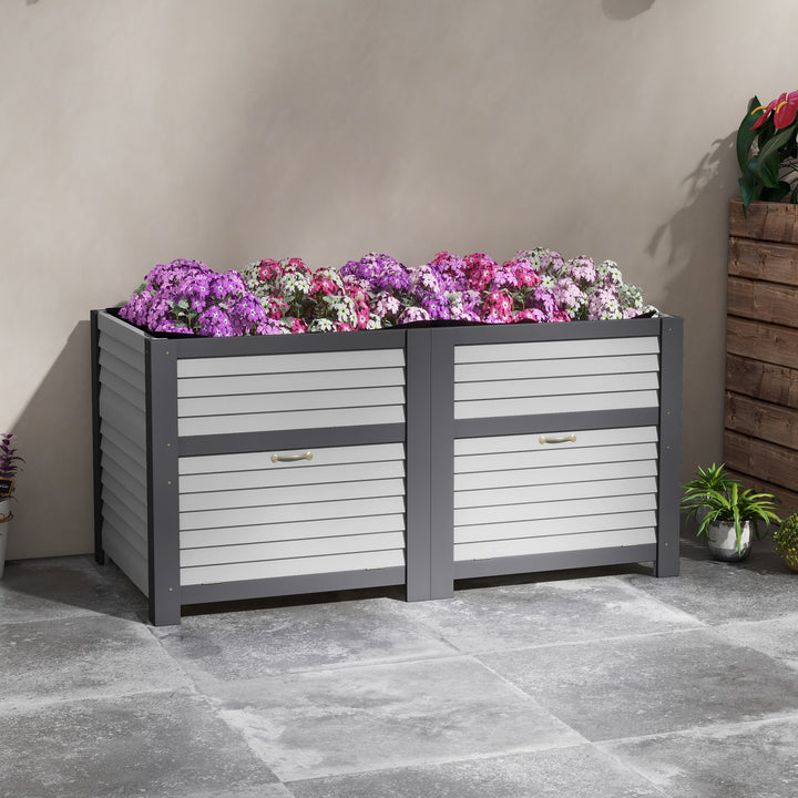 Outsunny Wooden Elevated Planter Box with Storage, 59" x 30" x 29.5" Raised Garden Bed for Vegetables, Flowers, Herbs, Grey