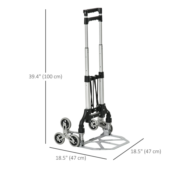 DURHAND 6-Wheels Stair Climber Hand Truck, Dolly Heavy Duty Folding Steel Load Cart with Adjustable Telescoping Handle for Moving, Luggage, Travel & Office, 154lbs Capacity