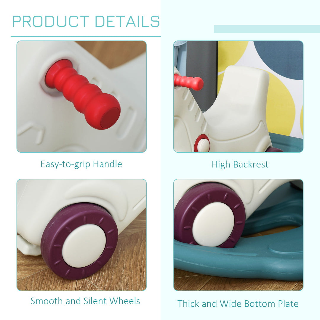 Qaba Rocking Horse 2 in 1 Ride on Toys and Sliding Car for Kids Baby Rocker Roller Toddler Playset Indoor Outdoor 1-4 Years Old