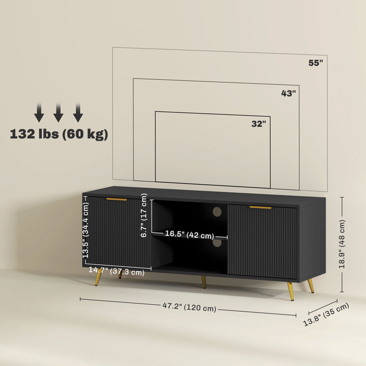 HOMCOM TV Stand with Storage for 55 Inch TV, Modern TV Cabinet with 2 Open Shelves and 2 Cabinets for Living Room, White