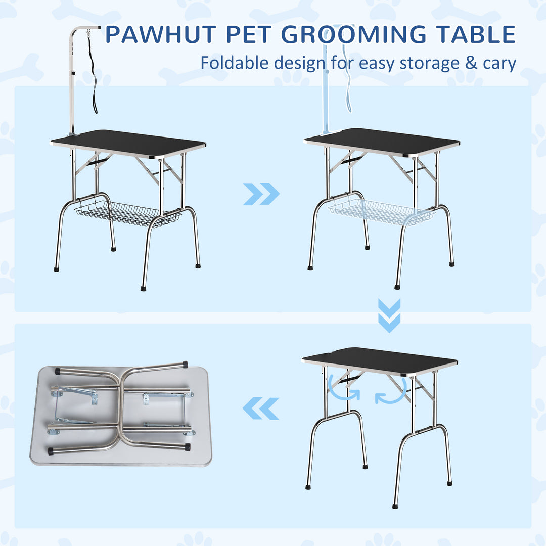 PawHut 36-inch Dog Grooming Table Stainless Steel QUALITY GUARANTEED with Adjustable Arm and Basket