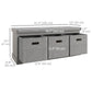 HOMCOM Shoe Storage Bench with Seat, Entryway Bench Seat with Cushion, 3 Fabric Drawers for Hallway, Grey
