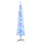 HOMCOM 7' Prelit Christmas Trees, Pencil Artificial Christmas Tree with Colourful Surface Tips, Colourful LED Lights, White
