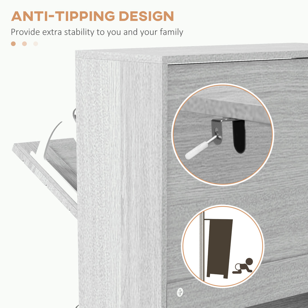 HOMCOM Shoe Storage Cabinet with 3 Flip Drawers, Narrow and Slim, 12 Pair of Shoes Organizer for Hallway, Entryway