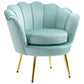 HOMCOM Modern Accent Chair, Velvet-Touch Fabric Leisure Club Chair with Gold Metal Legs for Bedroom, Blue