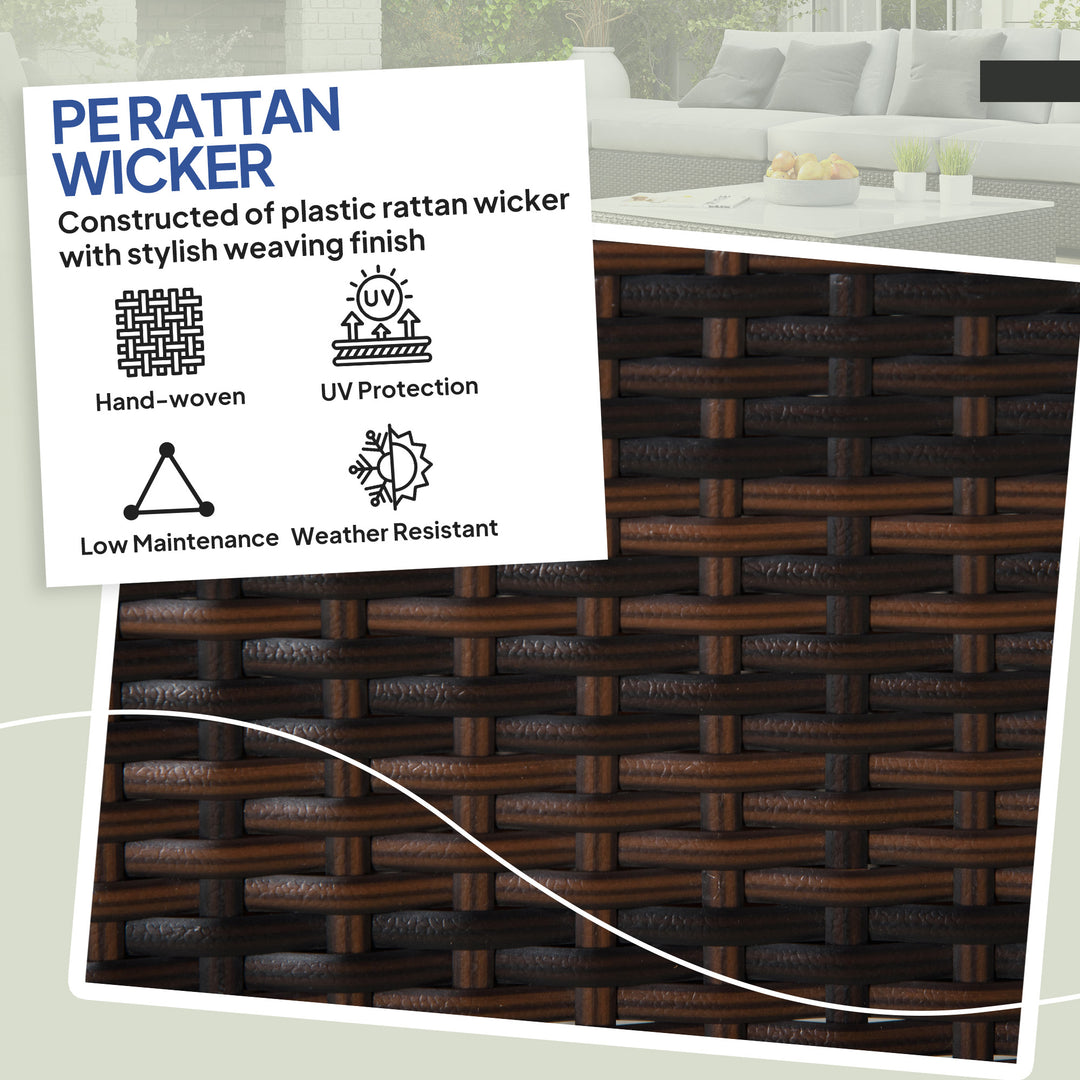 Outsunny 2 Pieces Wicker Outdoor Ottoman with Removable Cushion, Rattan Outdoor Footstool, Footrest and Side Table, Blue