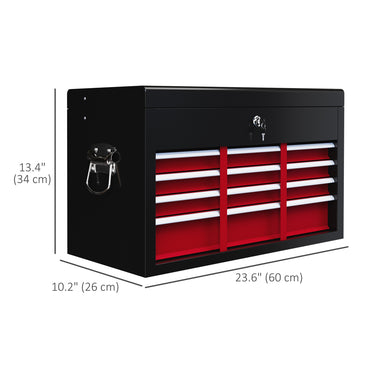 HOMCOM 6 Drawer 24" Portable Tool Box with Top Case, Ball Bearing Slides, Metal Tool Chest for Garage, Household and Warehouse