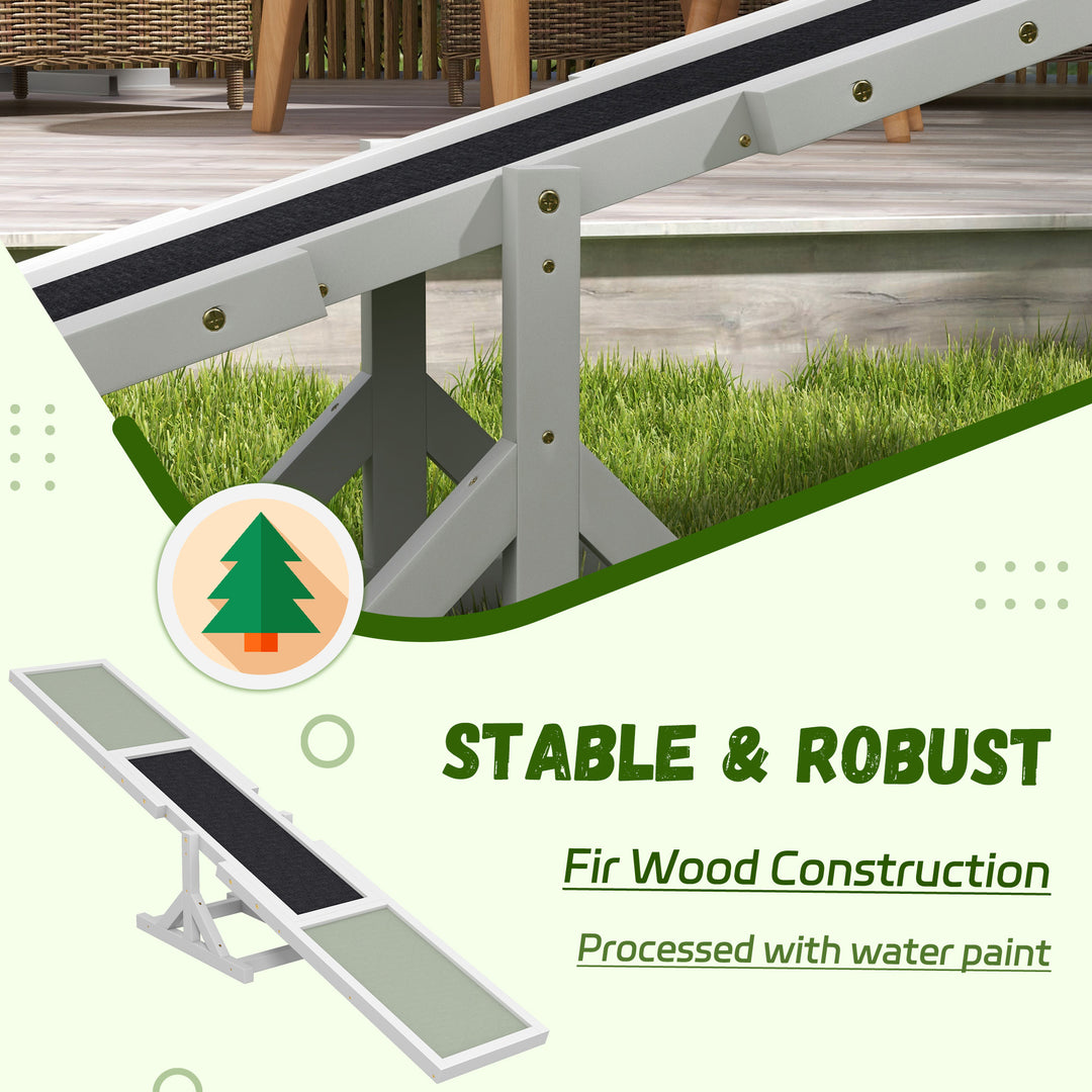 PawHut Wood Pet Seesaw Platform Dog Agility Training Equipment Run Game Toy Weather Resistant Pet Supplies Natural