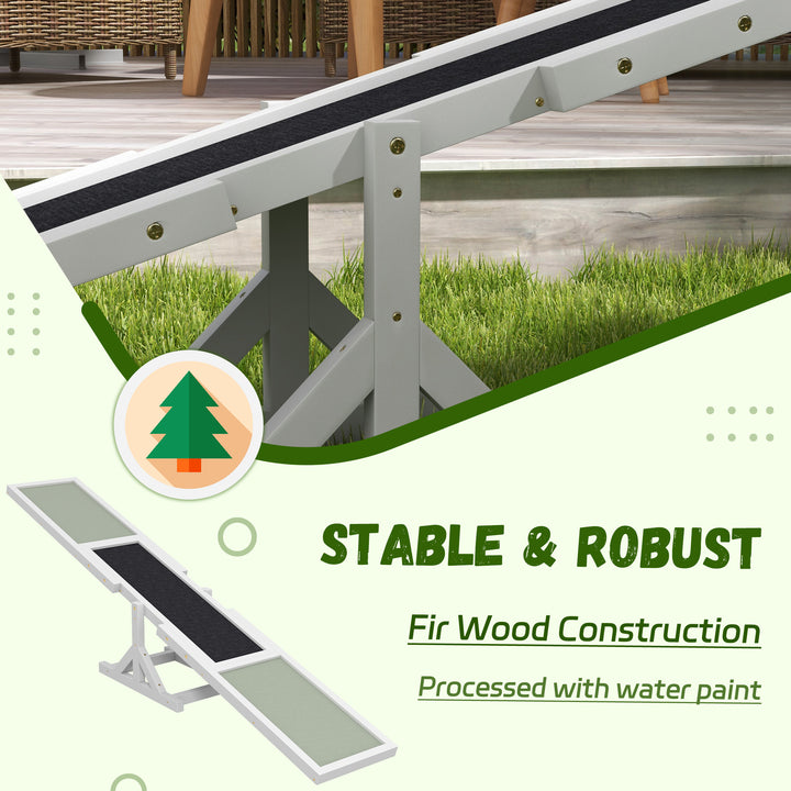 PawHut Wood Pet Seesaw Platform Dog Agility Training Equipment Run Game Toy Weather Resistant Pet Supplies Natural