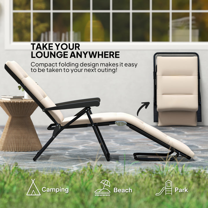 Outsunny Foldable Lounge Chair, Reclining Patio Sun Lounger with 6-Position Adjustable Back, Grey