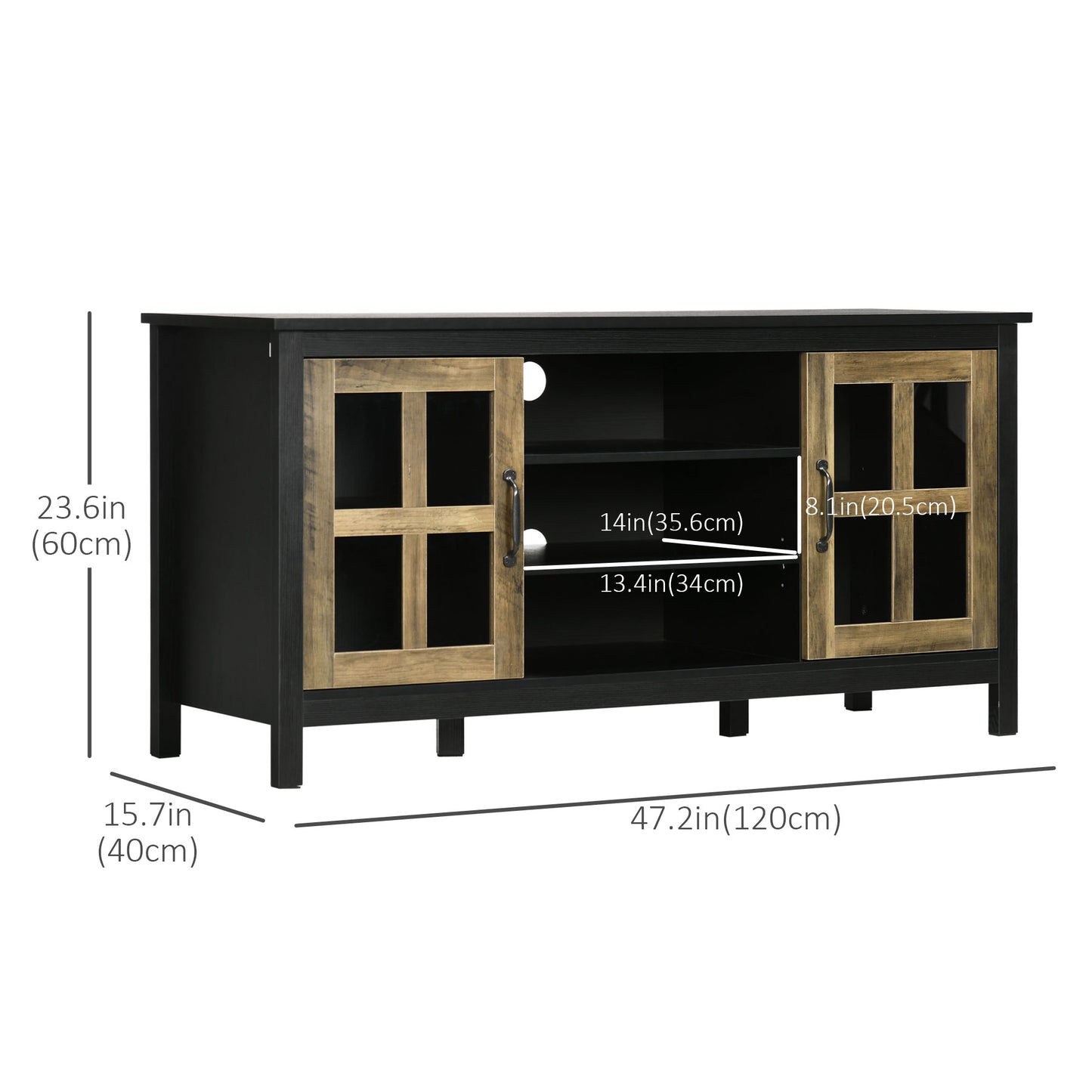 HOMCOM TV Stand for TVs up to 55 Inches, TV Cabinet with Adjustable Shelves and Cable Holes, TV Bench for Living Room, White