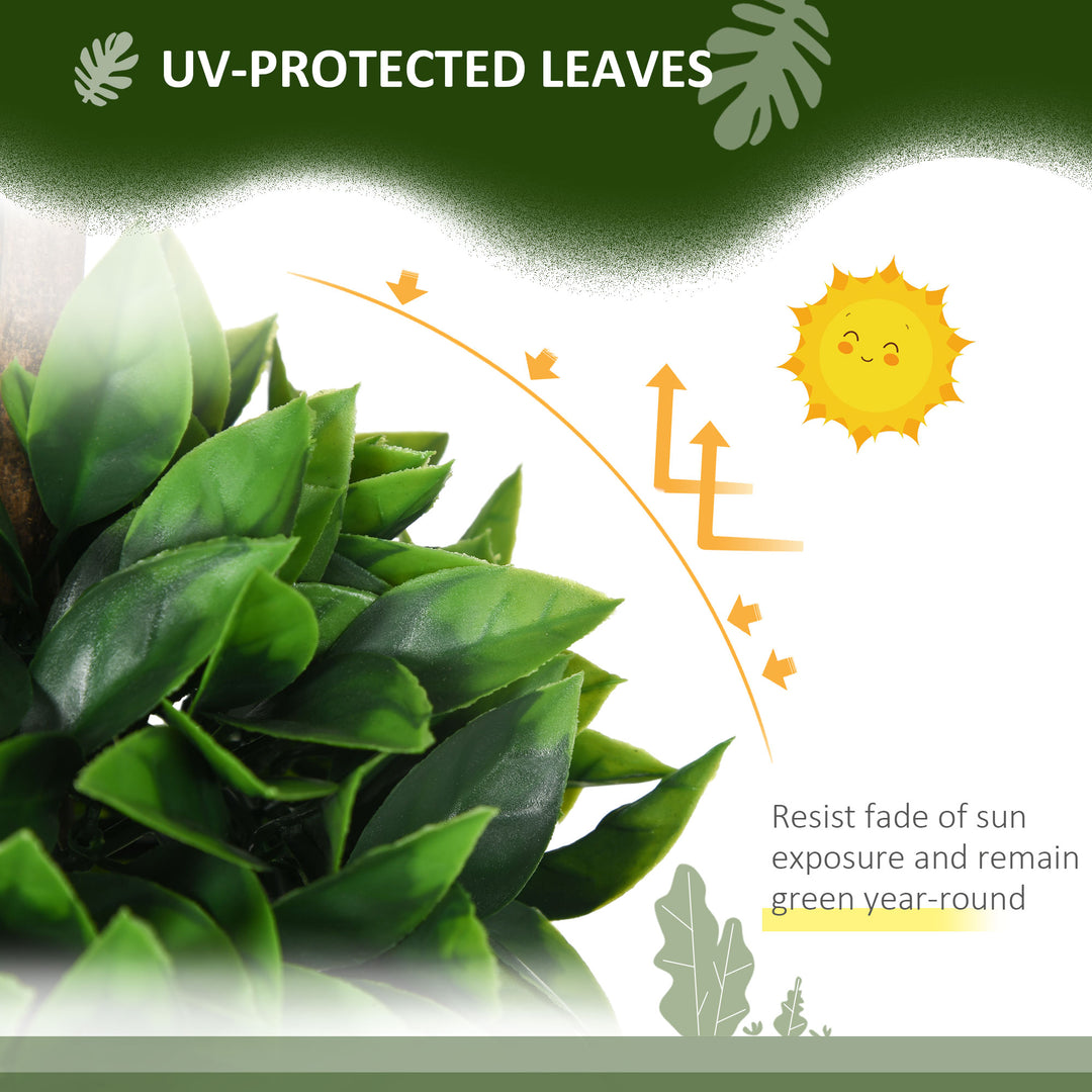 HOMCOM 2 Pack 35.5" Artificial Trees, Boxwood Topiary Ball Trees with Pot for Indoor, Outdoor, Home Office, Living Room, Green