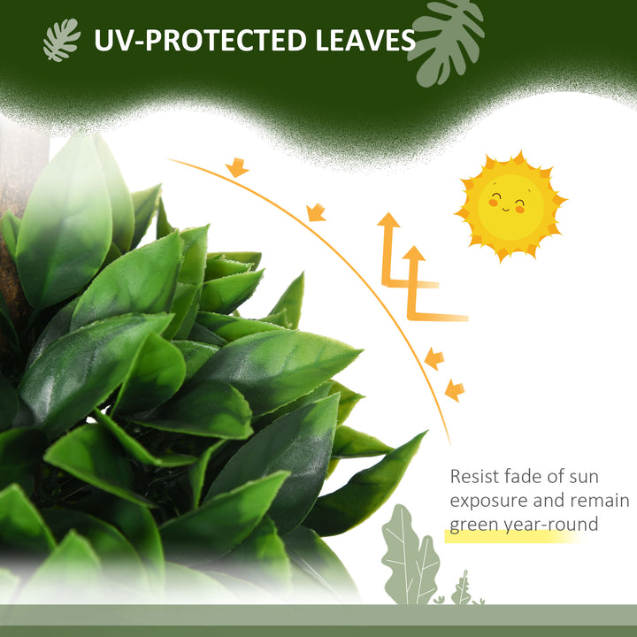 HOMCOM 2 Pack 35.5" Artificial Trees, Boxwood Topiary Ball Trees with Pot for Indoor, Outdoor, Home Office, Living Room, Green