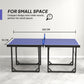 Soozier 6x3ft Compact Midsize Table Tennis Table Multi-Use Family Ping-pong Table Free Standing Folding Blue