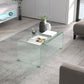 HOMCOM Glass Coffee Table, Clear Coffee Table for Living Room, Modern Rectangle Center Table with Safe Rounded Edges