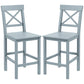 HOMCOM Counter Height Stools Set of 2, Farmhouse Bar Stools with Backs, Solid Wood Counter Stools for Kitchen Island