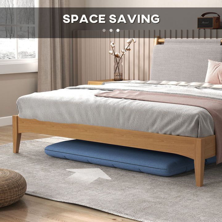 HOMCOM 51" Folding Floor Sofa, Foldable 2-Seater Lazy Sofa Sleeper Bed, Adjustable Linen Floor Couch with 9-position Backrest, 2 Pillows and Wide Seat for Living Room, Grey