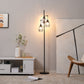 HOMCOM Arc Tree Floor Lamp with 5 Adjustable Rotating Lights, Modern Standing Gooseneck Reading Light for Living Room Bedroom Office, Satin Nickel
