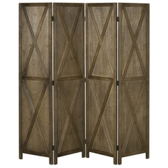 HOMCOM 4-panel Wall Partition Farmhouse Room Separator with Foldable Design Wooden Frame 5.6FT, Brown