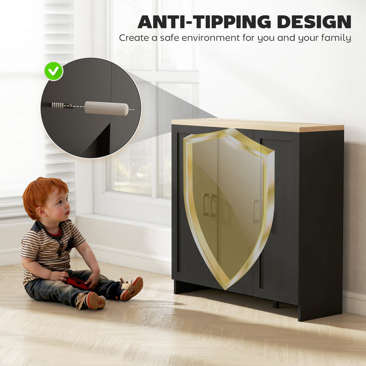 HOMCOM Modern Sideboard Cabinet with Adjustable Shelves, 3 Doors for Modern Kitchen & Dining Room, Ideal for Homeowners, White