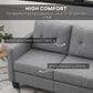 HOMCOM L-shaped Sofa, 3 Seater Couch with Ottoman, Corner Sofa with Thick Padded Cushion and Wood Legs, Dark Grey
