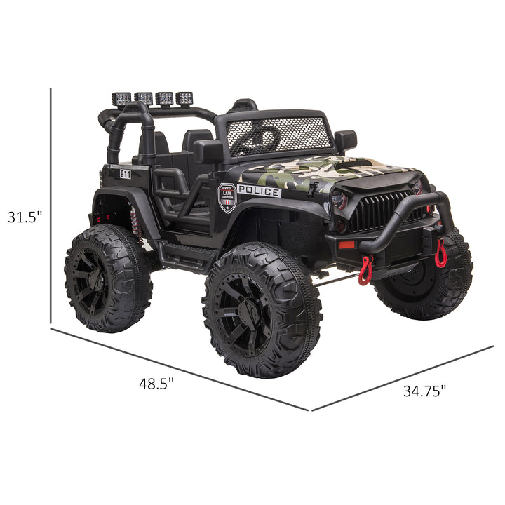 Aosom 12V Battery-powered Kids Jeep Ride On Police Car with Parental Remote Camouflage