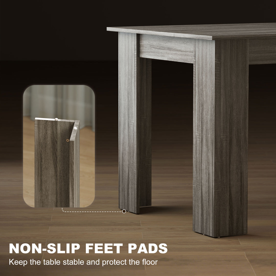 HOMCOM 63" Kitchen Table for 4-6 People, Dining Table with Wood Effect for Dining Room, Grey