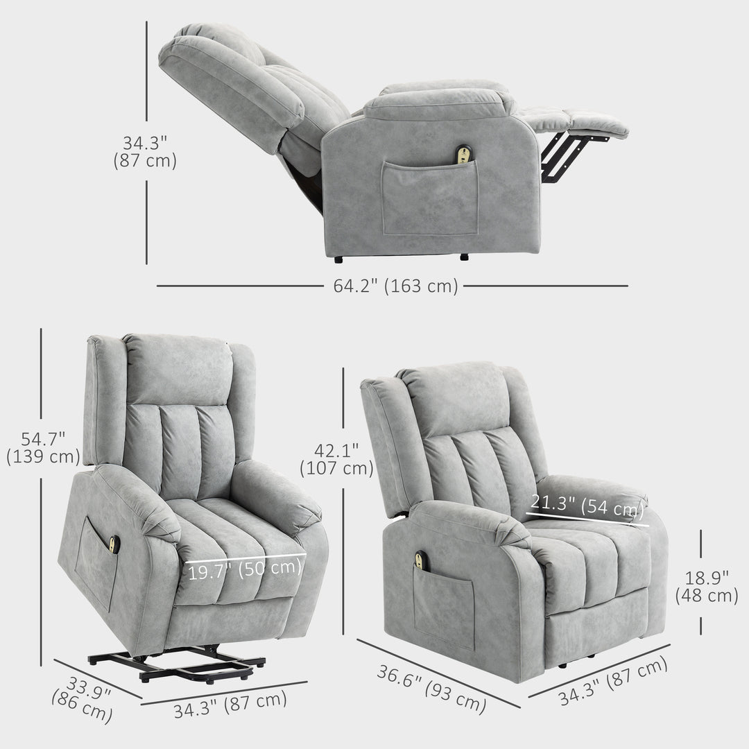 HOMCOM Lift Chair for Seniors, Microfibre Upholstered Electric Recliner Chair with Remote, Quick Assembly, Charcoal Grey