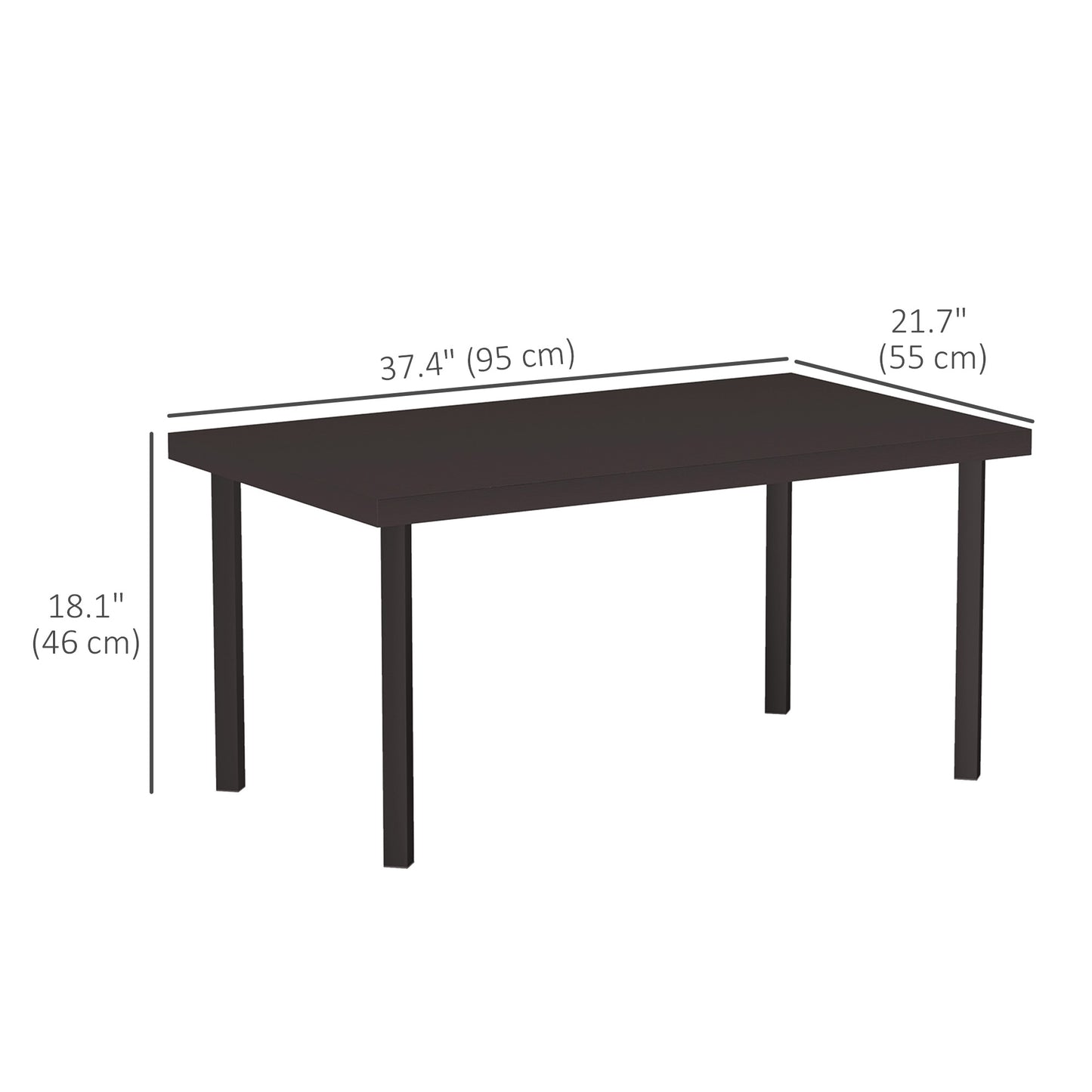 Outsunny Metal Outdoor Side Table, Rectangle Patio Coffee Table with Woodgrain Tabletop for Outside Garden, Brown