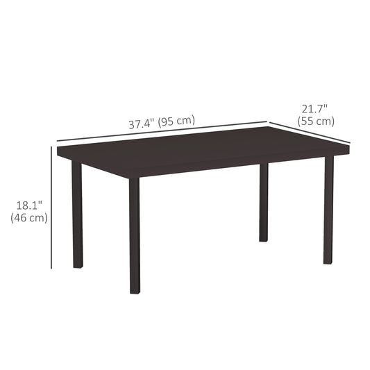 Outsunny Metal Outdoor Side Table, Rectangle Patio Coffee Table with Woodgrain Tabletop for Outside Garden, Brown