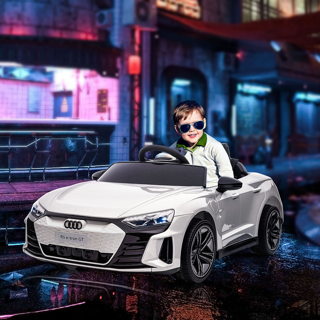 Aosom Ride-On Toy On Car with Remote Control, 12V 3.1 MPH Electric Ride for Kids w/ Suspension System, Horn Honking, White