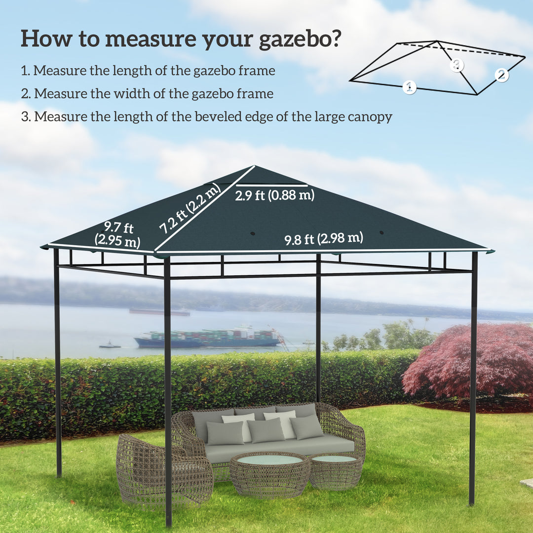 Outsunny 10' x 10' Square Gazebo Canopy Replacement UV Protected Top Cover Sun Shade Coffee