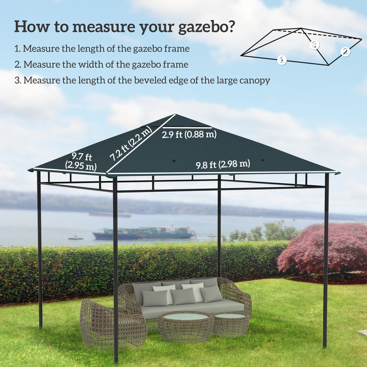 Outsunny 10' x 10' Square Gazebo Canopy Replacement UV Protected Top Cover Sun Shade Coffee