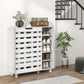 HOMCOM Shoe Cabinet, 21 Pair Shoe Storage Cabinet Organizer with 5-tier Double Door Cupboard and 5-tier Open Shelves, Black