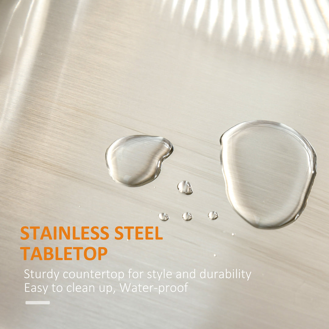 HOMCOM Kitchen Island on Wheels with Stainless Steel Top, Spice Rack, Drawers, Rolling Bar Cart with Storage, White