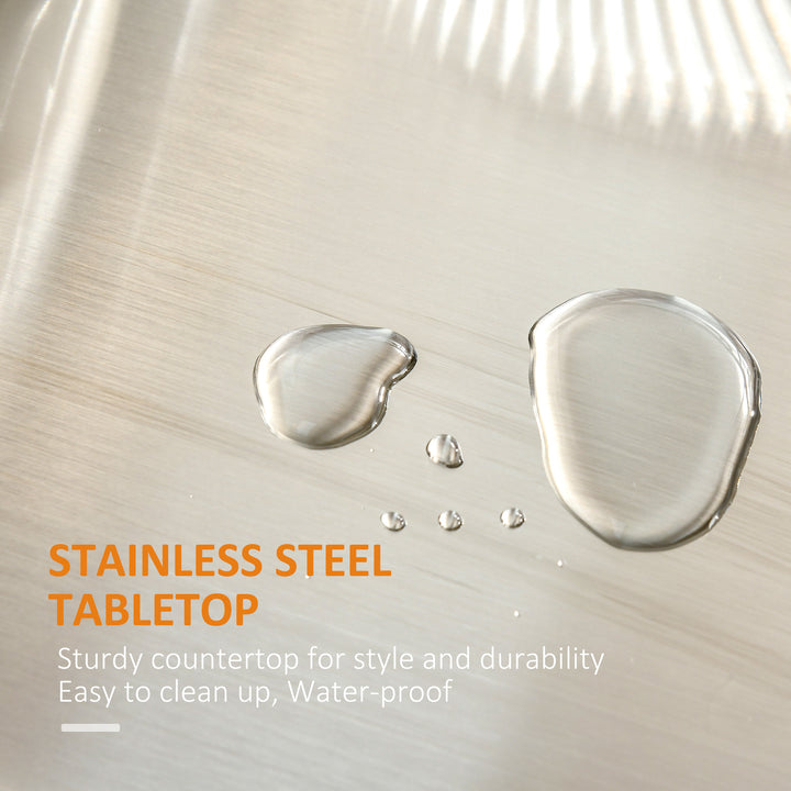 HOMCOM Kitchen Island on Wheels with Stainless Steel Top, Spice Rack, Drawers, Rolling Bar Cart with Storage, White