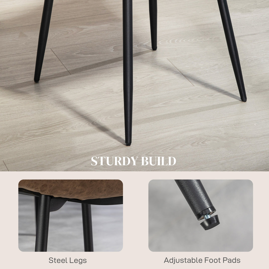 HOMCOM Retro Dining Table Chairs Set of 4, PU Leather Upholstered Kitchen Table Chairs for Living Room, Bedroom