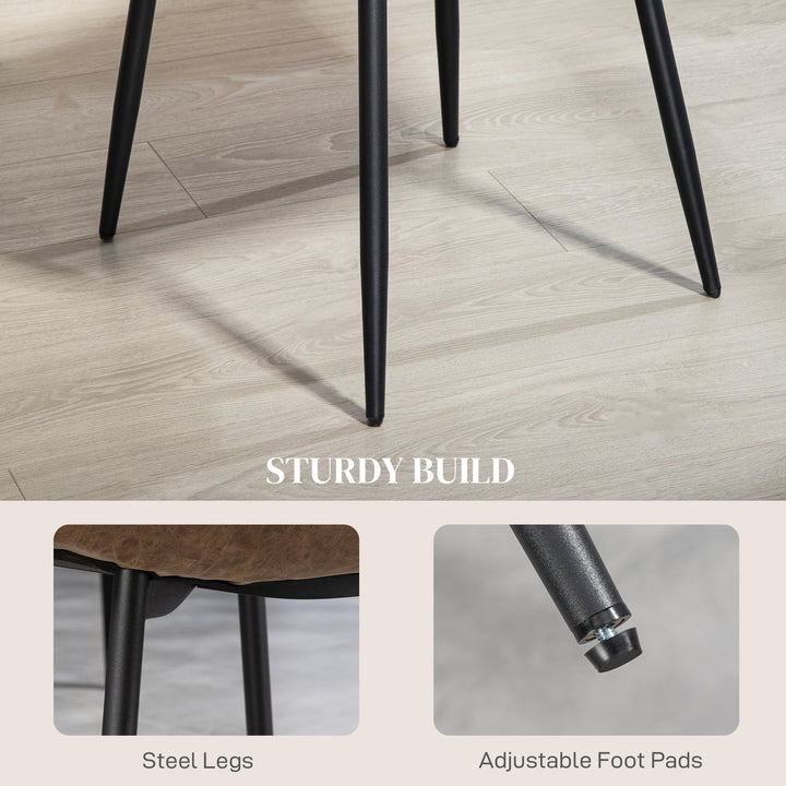 HOMCOM Retro Dining Table Chairs Set of 4, PU Leather Upholstered Kitchen Table Chairs for Living Room, Bedroom