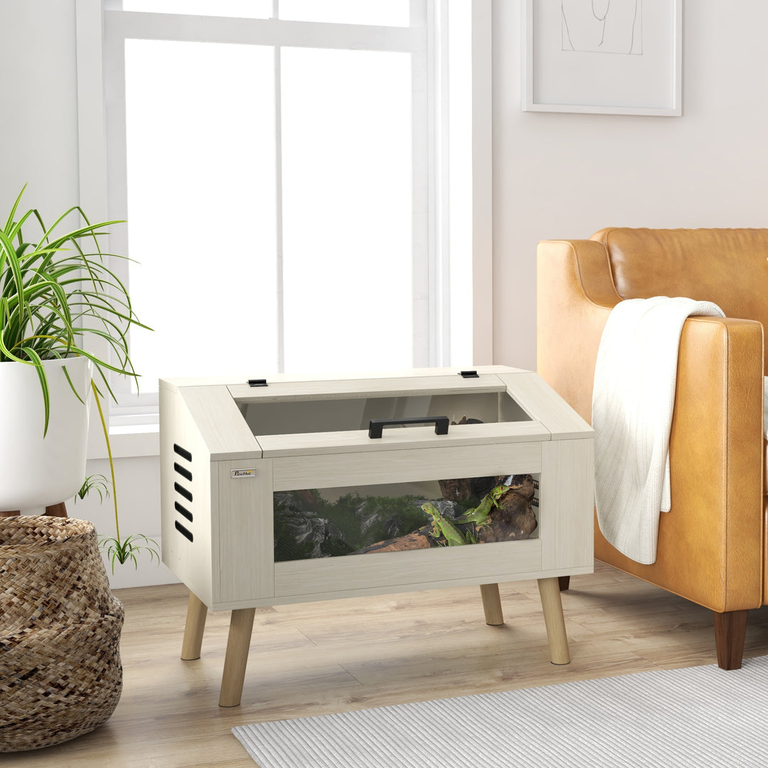 PawHut 29 Gallon Reptile Terrarium, Top Opening Reptile Tank w/ Ventilations for Snakes Lizards Horned Frogs Chameleons