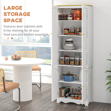 HOMCOM Freestanding Storage Cabinet, Kitchen Pantry Cabinet with 4 Shelves, 4 Doors, Kitchen Storage Cabinets for Dining Room