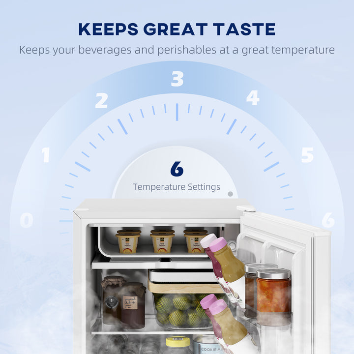 HOMCOM 2.5 Cu.Ft Mini Fridge, Single Door Compact Refrigerator with Freezer, Adjustable Thermostat, Reversible Door, White